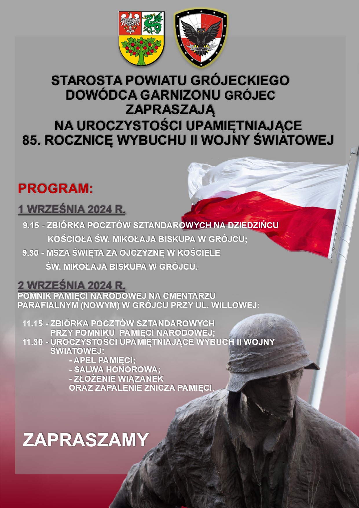 Uroczystości upamiętniające 85. Rocznicę Wybuchu II Wojny Światowej 